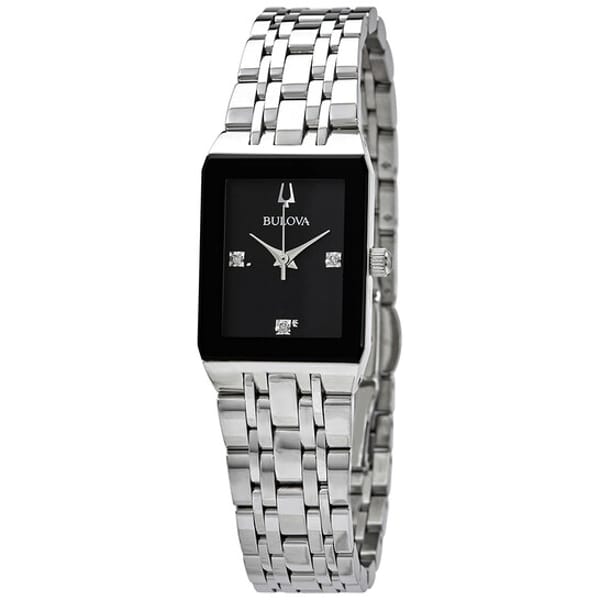 Relógio Bulova Quadra Diamante Preto Feminino 96P202