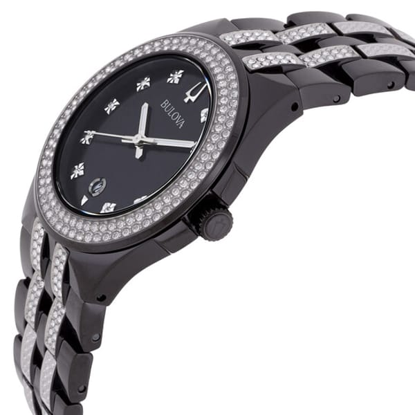 Kit Relógio Bulova Quartzo Crystal Preto Masculino com Dog Tag 98K101