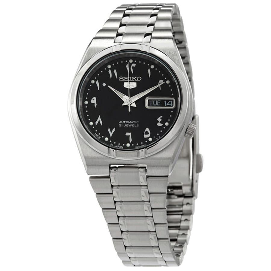 Relógio Seiko 5 Automático Preto Arábico Aço Masculino SNK063J5