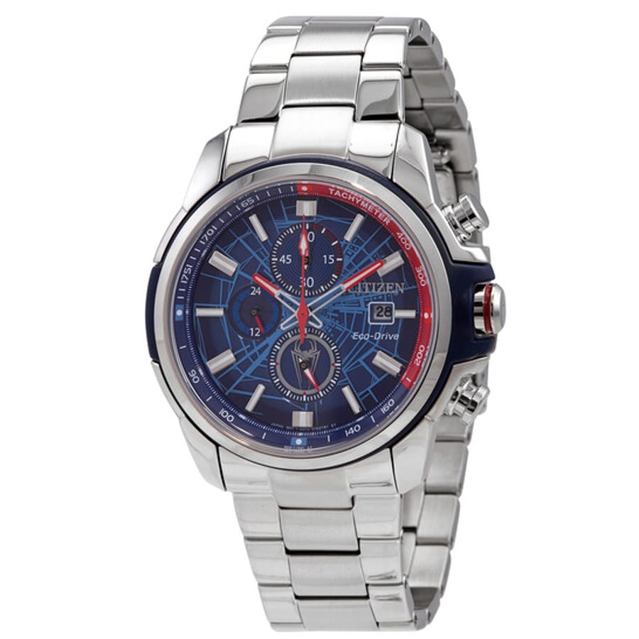 Relógio Citizen Marvel Spider-Man Eco-Drive Cronógrafo Azul Masculino CA0429-53W