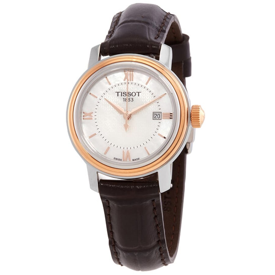 Relógio Tissot Bridgeport Quartzo Madrepérola Couro Marrom Feminino T097.010.26.118.00