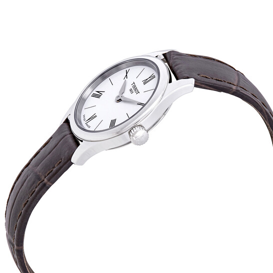 Relógio Tissot Tradition 5.5 Branco Couro Marrom Feminino T063.009.16.018.00