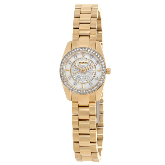 Kit Relógio Bulova Crystal Quartzo Branco Feminino com Pulseira 98X137