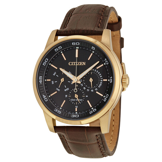 Relógio Citizen Dress Eco-Drive Preto Couro Marrom Masculino BU2013-08E