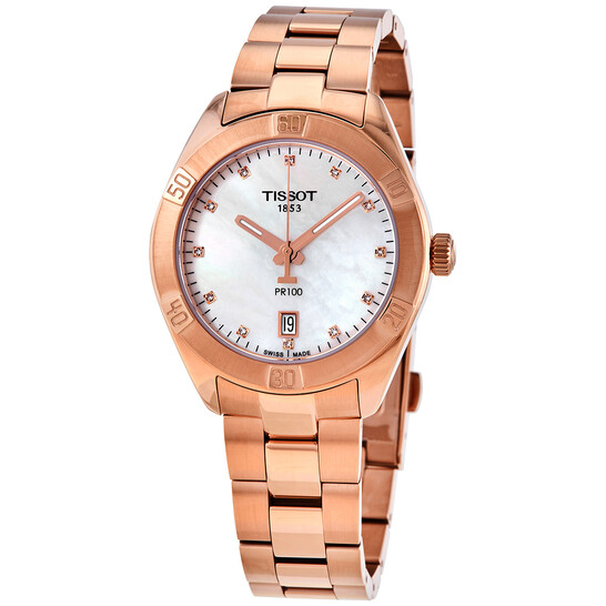 Relógio Tissot T-Classic PR100 Quartzo Diamante Madrepérola Feminino T101.910.33.116.00