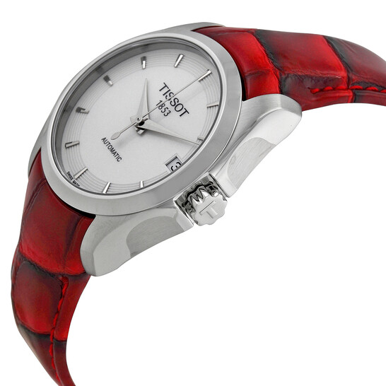Relógio Tissot Couturier Branco Couro Vermelho Feminino T035.207.16.011.01