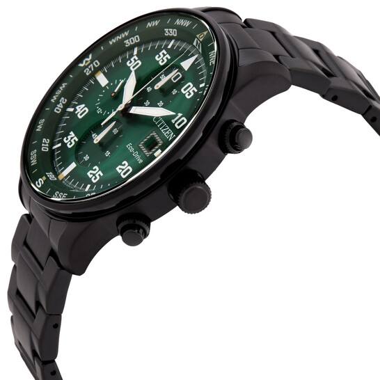 Relógio Citizen Aviator Eco-Drive Cronógrafo Verde Masculino CA0885-54X