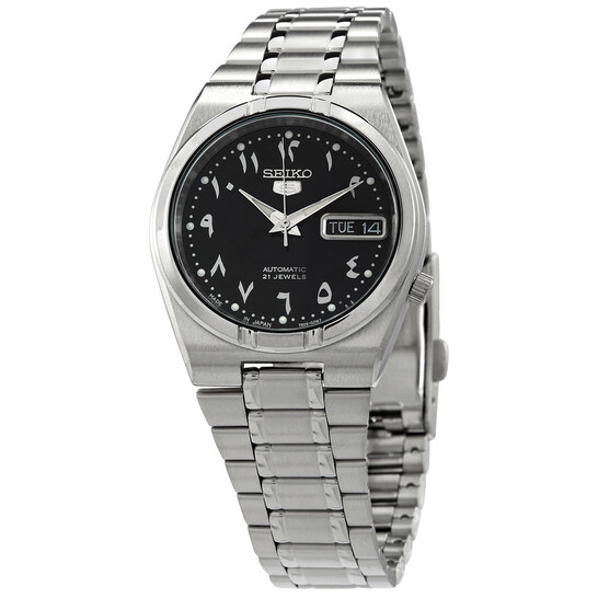 Relógio Seiko 5 Automático Preto Arábico Aço Masculino SNK063J5