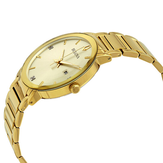 Relógio Bulova Diamante Dourado Masculino 97D115