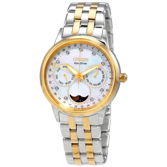 Relógio Citizen Eco-Drive Calendrier Cronógrafo Diamante Feminino FD0004-51D