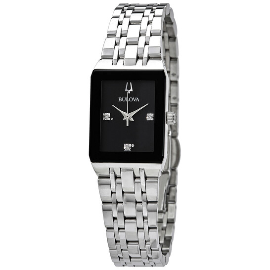 Relógio Bulova Quadra Diamante Preto Feminino 96P202