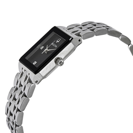 Relógio Bulova Quadra Diamante Preto Feminino 96P202