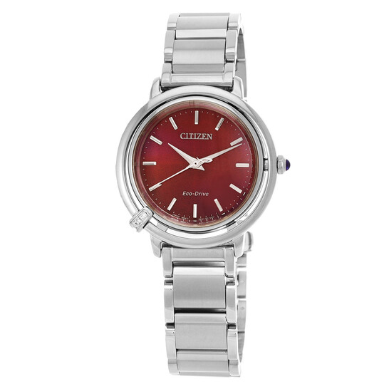 Relógio Citizen L Eco-Drive Madrepérola Vermelha Feminino EM1090-78X