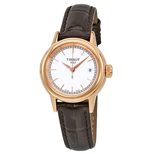 Relógio Tissot Carson Branco Couro Marrom Feminino T0852103601100