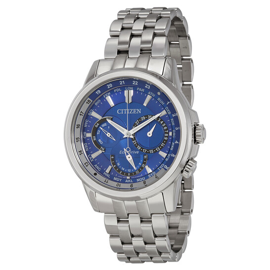 Relógio Citizen Calendrier Eco-Drive Hora Mundial Azul Escuro Masculino BU2021-51L