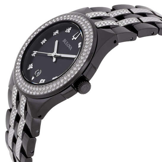 Kit Relógio Bulova Quartzo Crystal Preto Masculino com Dog Tag 98K101