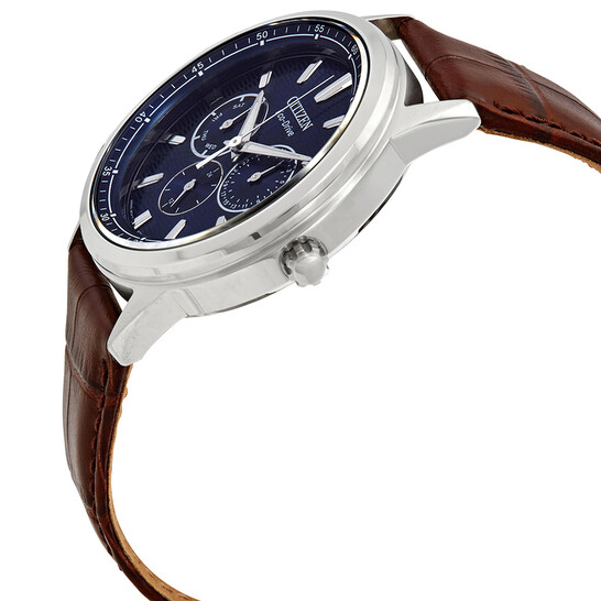 Relógio Citizen Corso Azul Couro Marrom Masculino BU2070-12L