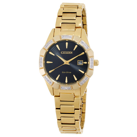 Relógio Citizen Eco-Drive Diamante Preto Feminino EW2652-55E